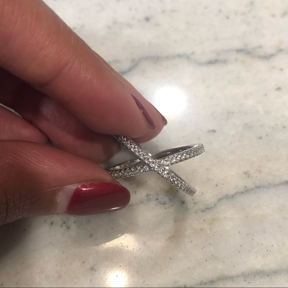 Silver Criss Cross X Infinity Loop Ring - image 6